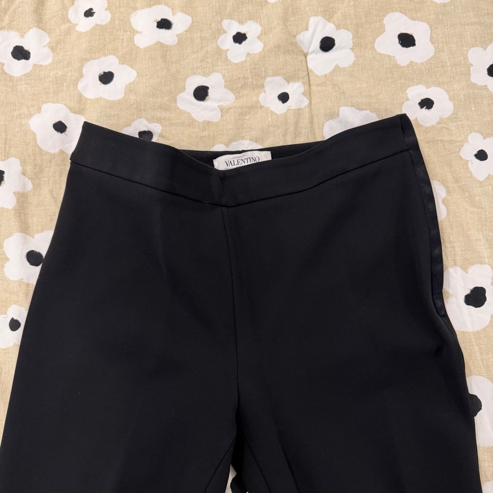 Valentino Silk Trim Black Slim Fit Tapered Pants Ankle Zip Italy 8